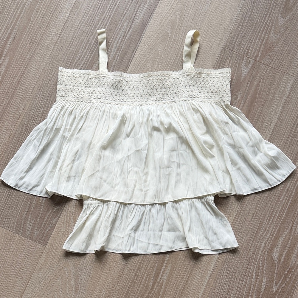 Ramy Brook Cream Smocked Blouse
